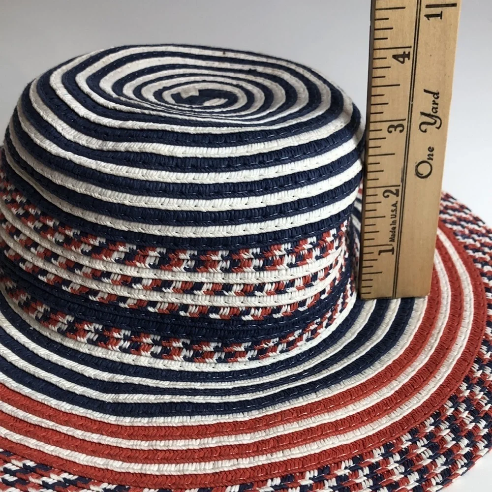 Red White & Blue Lightweight Patriotic 4th of July Summer Hat Toddler Girl  EUC